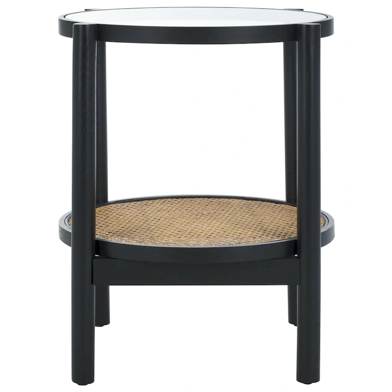 SAFAVIEH Couture Alberdine Rattan/Glass Accent Table - 23 In. W x 23 In. D x 24 In. H - 23W x 23D x 24H