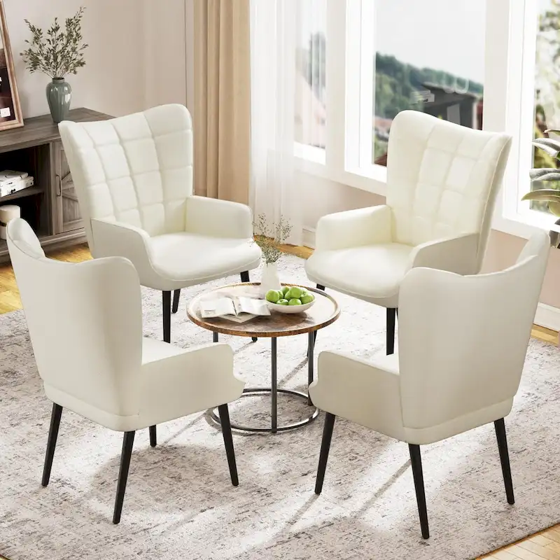 HUIMO High-back Accent Chair Modern Wing Back Chair-Faux Leather