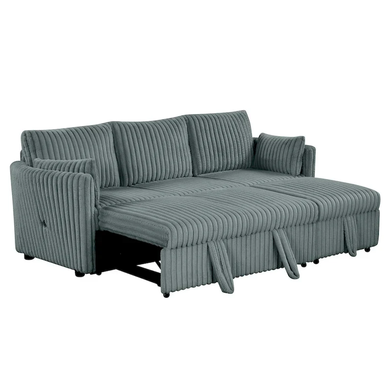 Modern Fabric Sleeper Sectional with USB and 2 pillows
