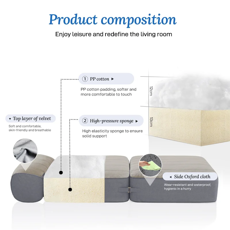 WOWMAX Convertible Folding Sofa Bed Folding Chair Bed with Back Bolster