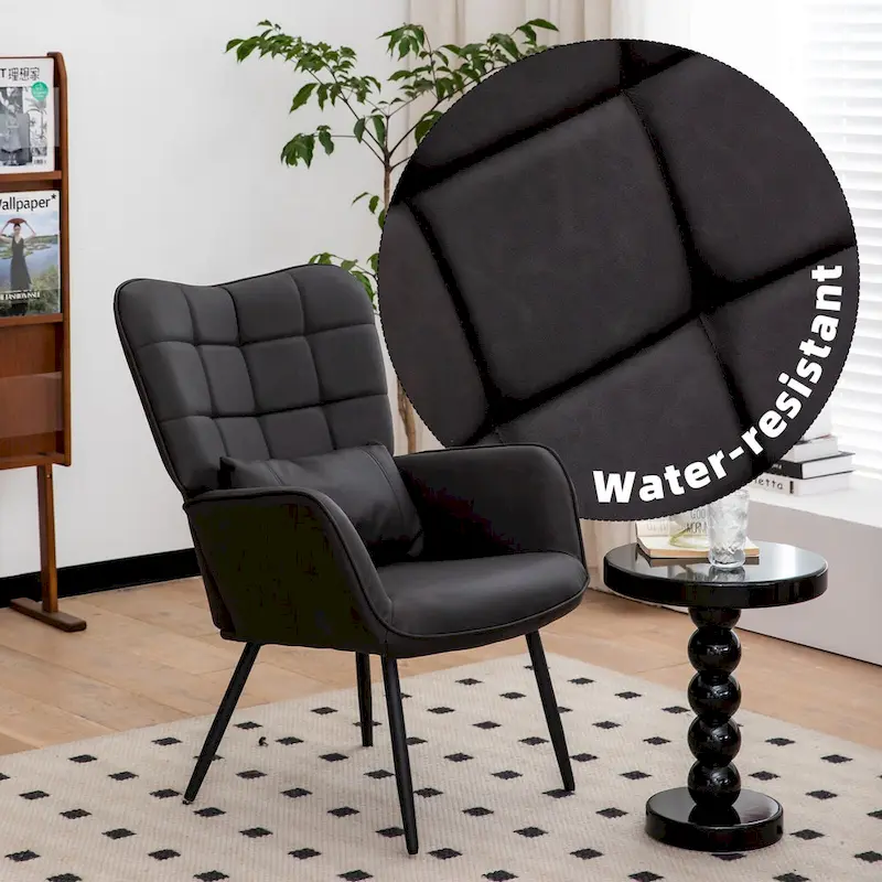 Bonded Leather Armchair Modern Accent Chair Set of 2