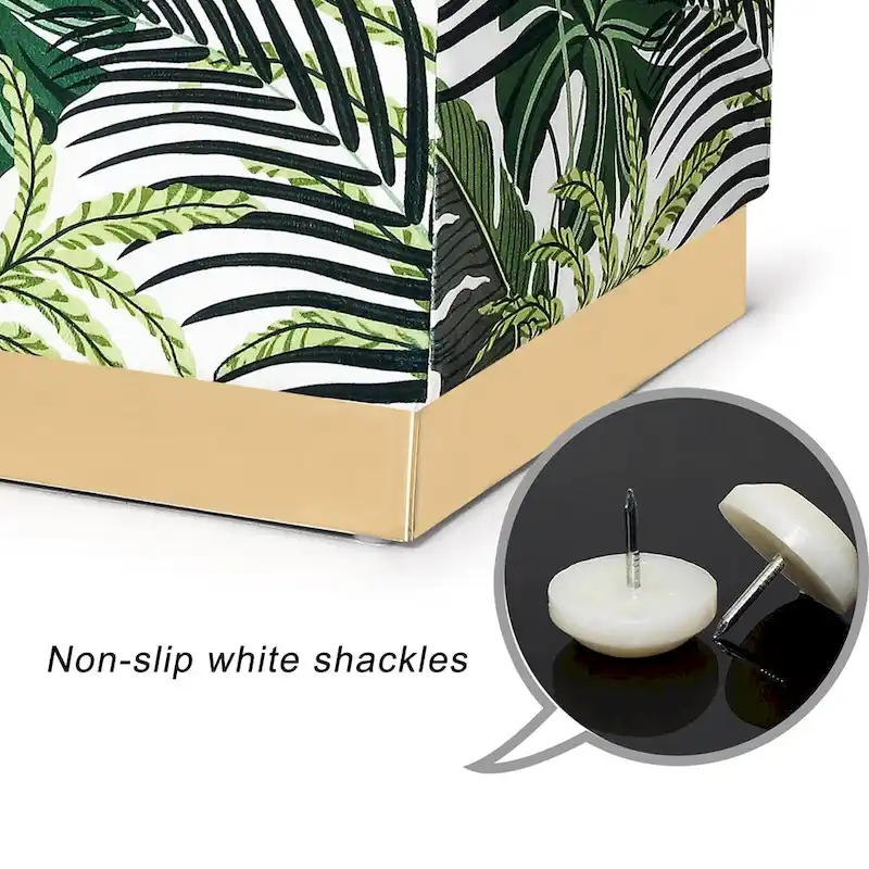 Adeco Square Velvet Ottoman Upholstered Stool Vanity Gold Plating Base