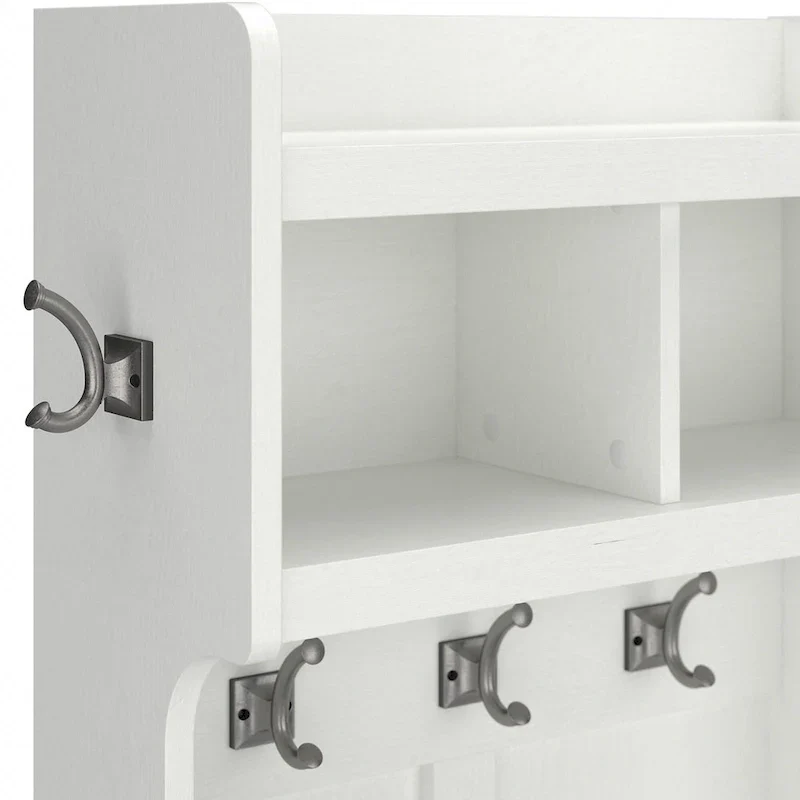 Woodland Hall Tree and Small Shoe Bench with Shelves by Bush Furniture