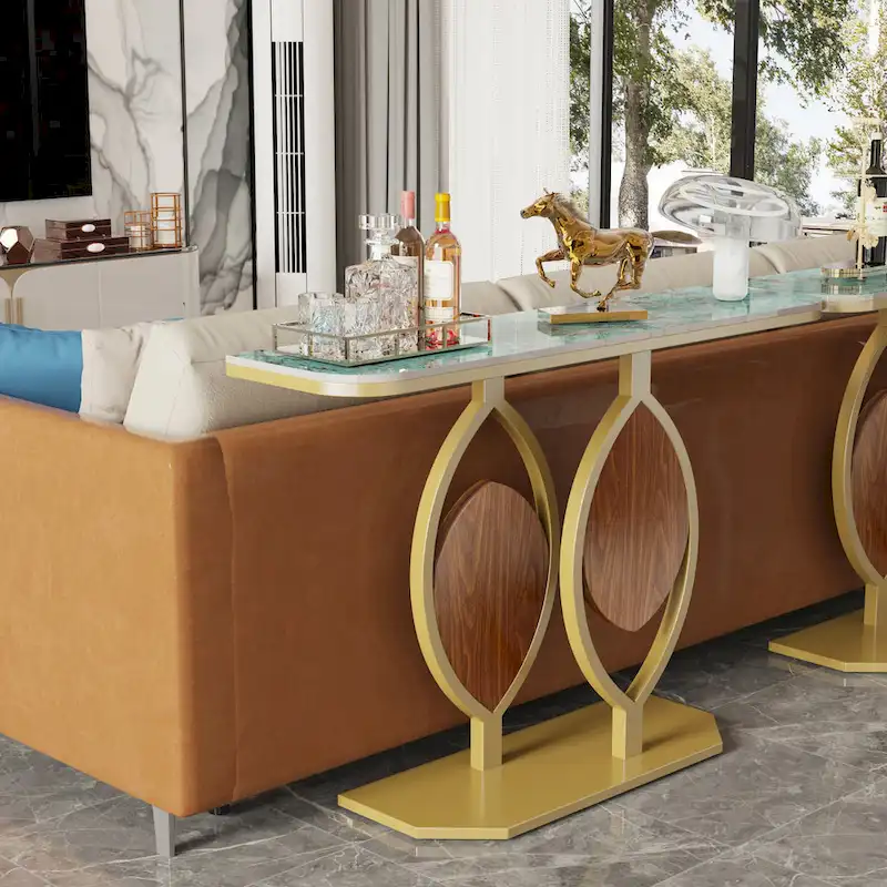 48 Modern Console Marble Table with Gold Base Entryway Living Room - 48x12x31
