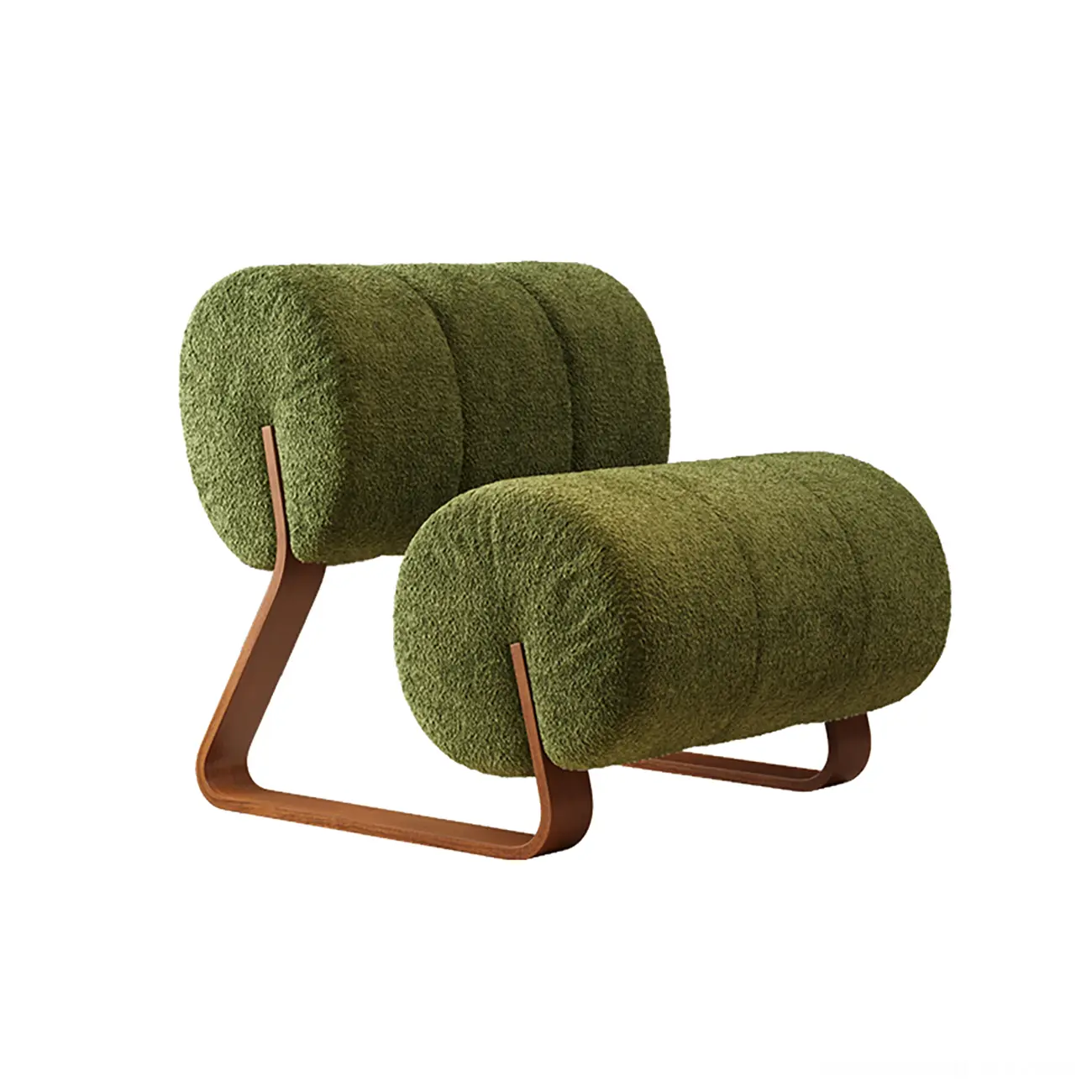 Mid-Century Modern Sherpa Armless Accent Chair with Metal Base