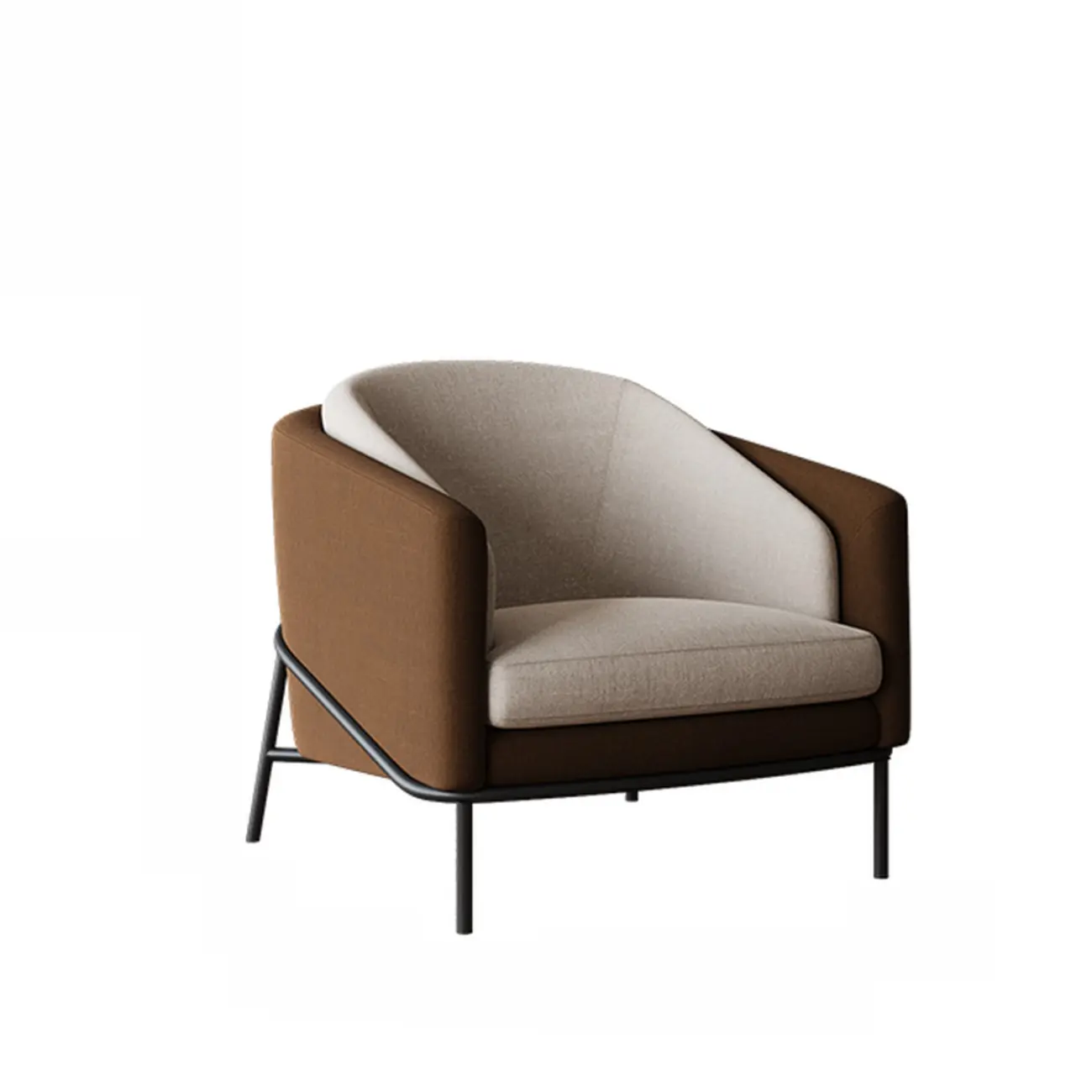 Modern Khaki Fabric Upholstered Barrel Chair
