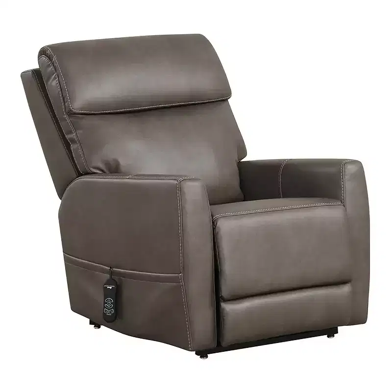 HOMES: Inside + Out Hilltop Leatherette Powered Recliner Lift Chair with Zone Heating and Patented Headrest System Gray