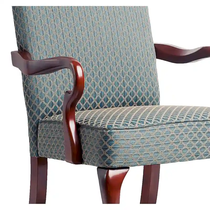 Gooseneck Accent Chair – Red / Beige / Blue / Green, Cherry Finish, Single Seat