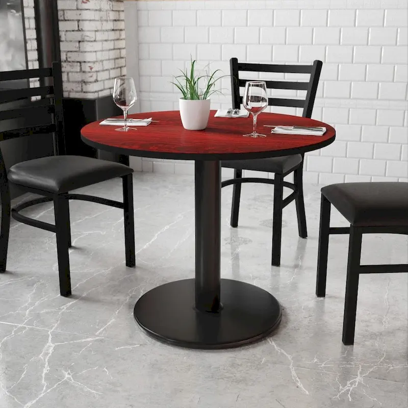 36 Round Laminate Table Top with 24 Round Table Height Base - 36W x 36D x 31.125H - 36W x 36D x 31.125H