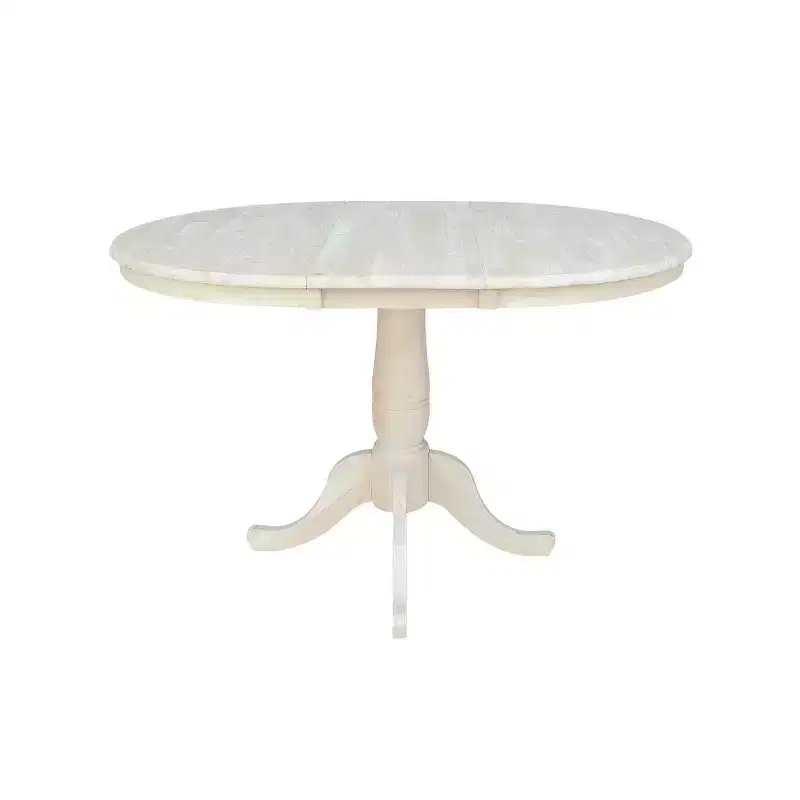 36 Round Top Pedestal Dining Table with 12 Drop Leaf - International Concepts