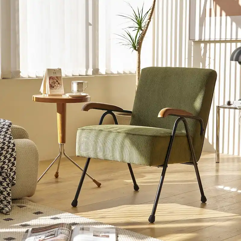 Green Modern 20   High Back Upholstered Accent Chair with Metal Legs