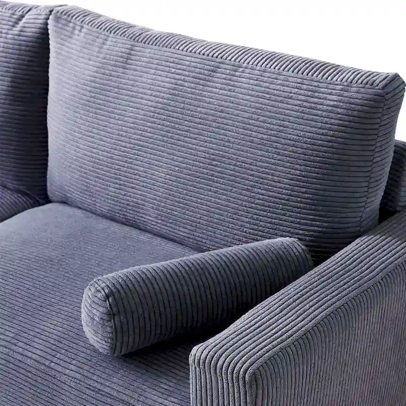 HOOOWOOO Mid-Century Modern Upholstered Sofa Couch with Rolled Pillows
