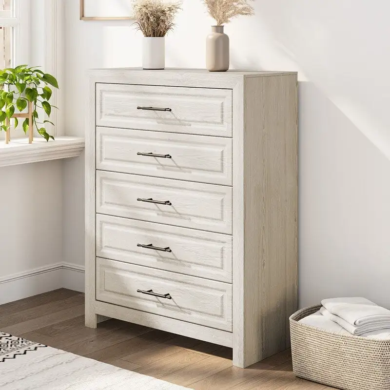 Elegant MDF 5-Drawer Dresser with Wood-Like Finish