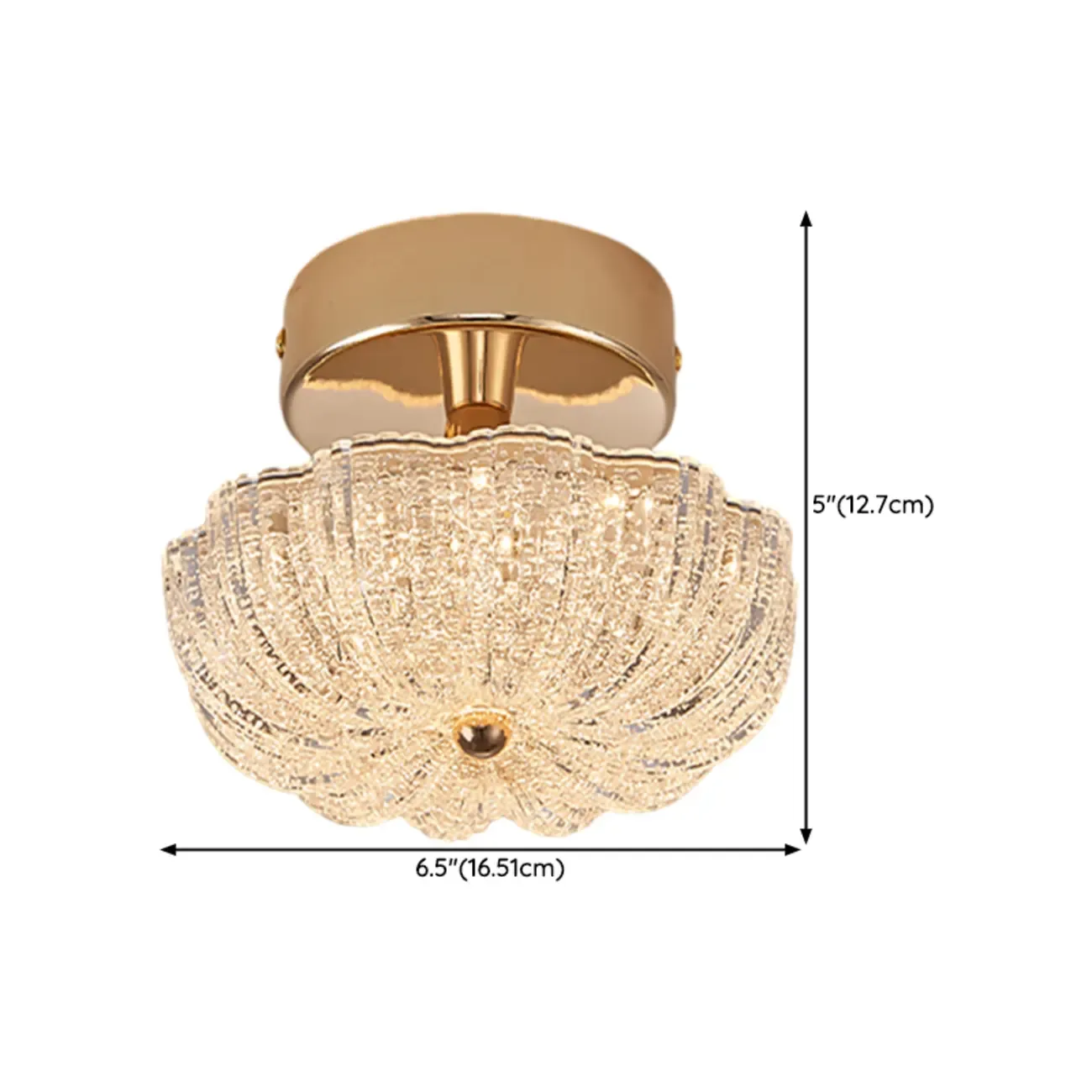 Golden Dome Semi Flush Ceiling Light with Acrylic Shade