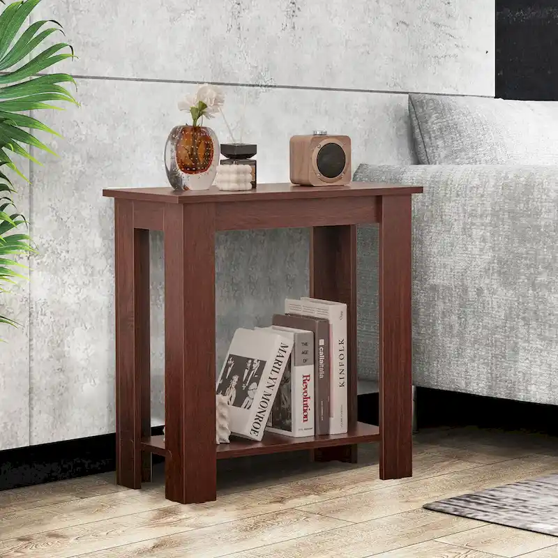 2 PCS 2-Tier End Table Modern Sofa Bedside Compact Nightstand w/