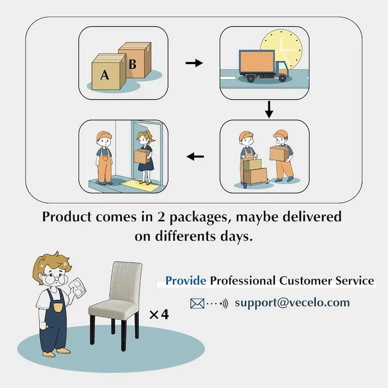 VECELO Upholstered Dining Chairs Set of 2/4/6, Fabric Dining Room Kitchen Side Chair, Parson Dining Chairs