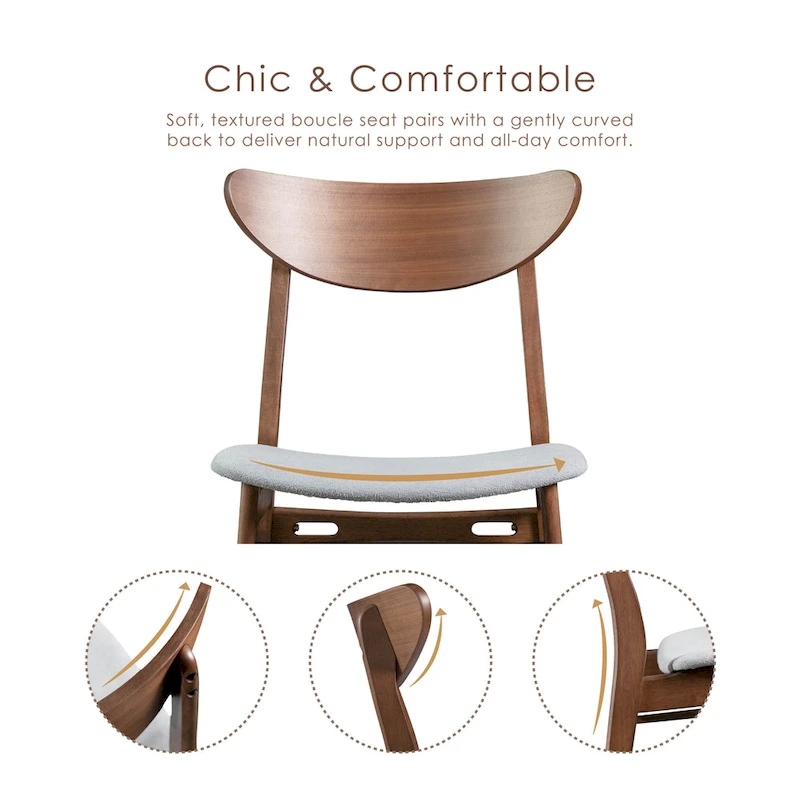 Furniture of America Beck Mid-century Walnut Padded Dining Chairs (Set of 2)