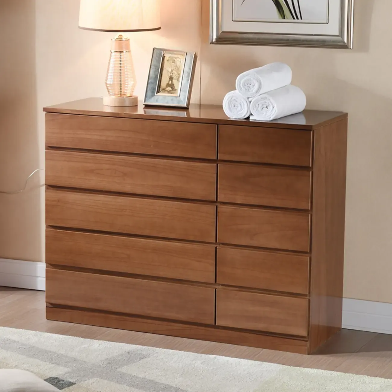 Classic Wooden Double Dressers with 7-Drawer
