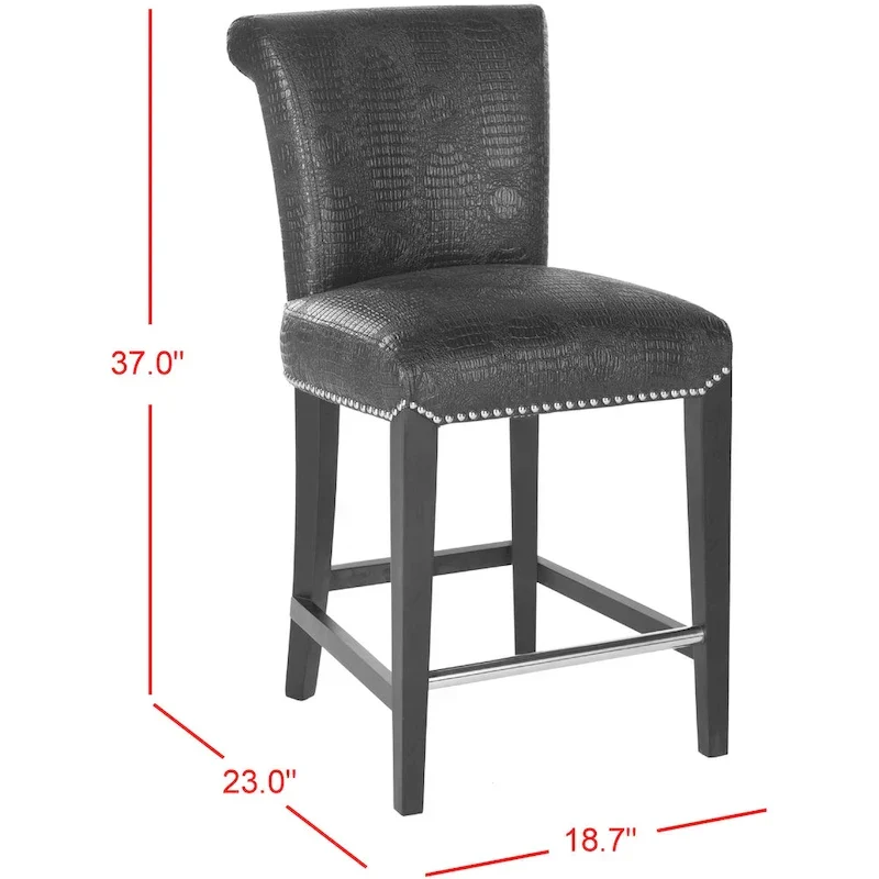 Black Faux Leather 23-inch Counter Stool - 18.7 W x 23 D x 36.4 H - 19Wx23Dx36H