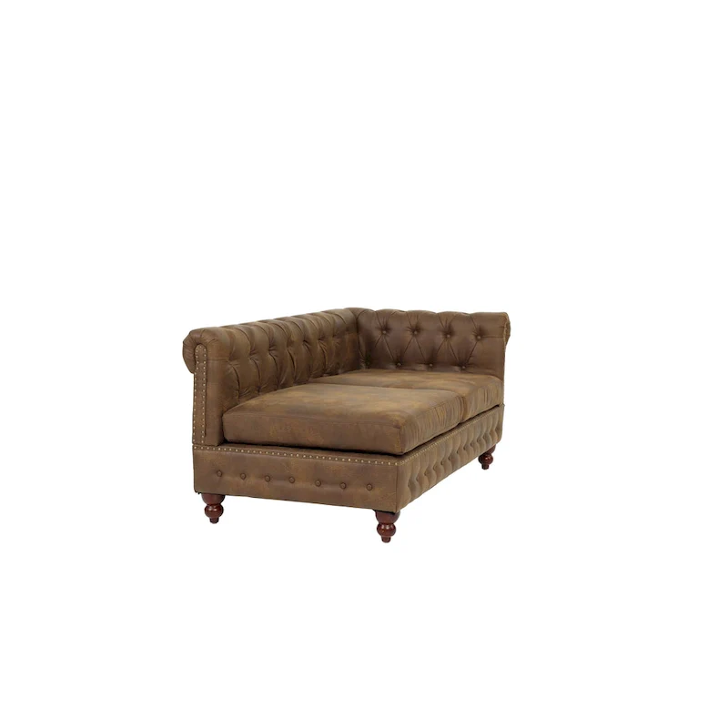 Reversible One Arm Loveseat Dark Coffee Breathable Leatherette Tufted 1Pc Couch Living Room Furniture