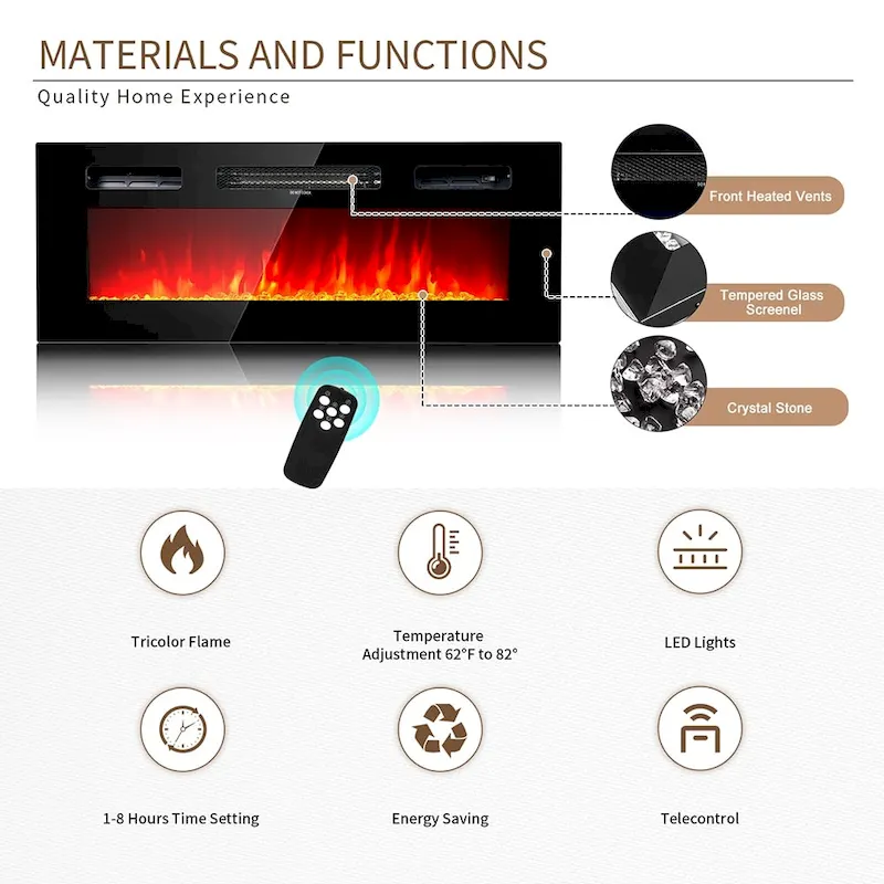 70 Fireplace TV Stand with 36 Electric Fireplace