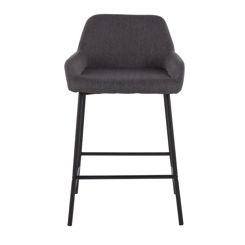 Galotti Black Fixed-Height Upholstered Counter Stool - Set of 2