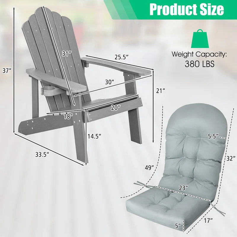 Costway Adirondack Chair HIPS Adirondack Chair with Cup Holder & - See Details