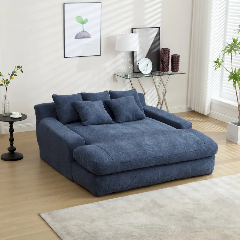 Chenille 2 seater lazy sofa With 5 back pillows