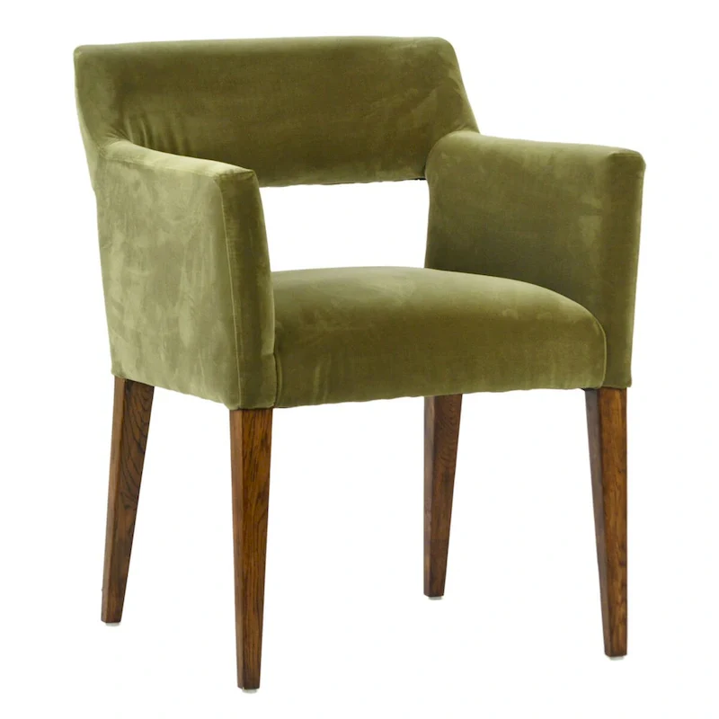 Hopewell Polyester-Velvet Blend Upholstered Dining Chair, Olive Green