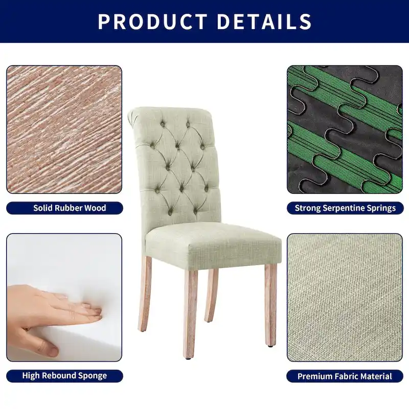 Linen Parsons Modern Button Dining Chair (Set of 2)