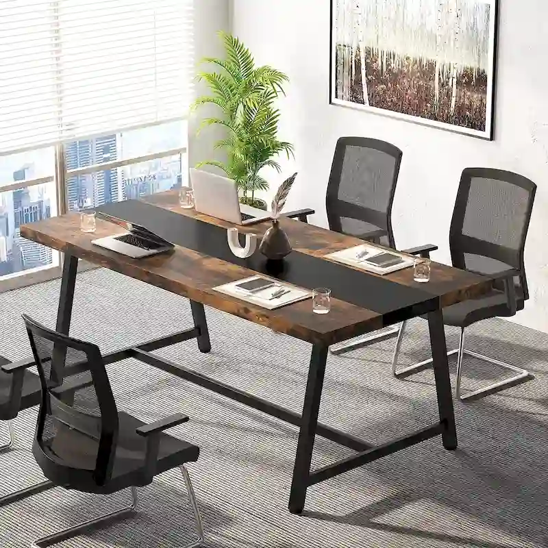 6FT Rectangle Conference Table, 70.9L Meeting Table for 6 People