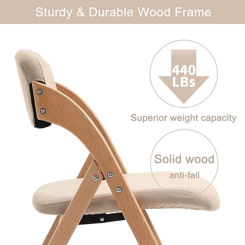 Wooden Stackable Dining Folding Chairs with Padded Seats(Set of 4)