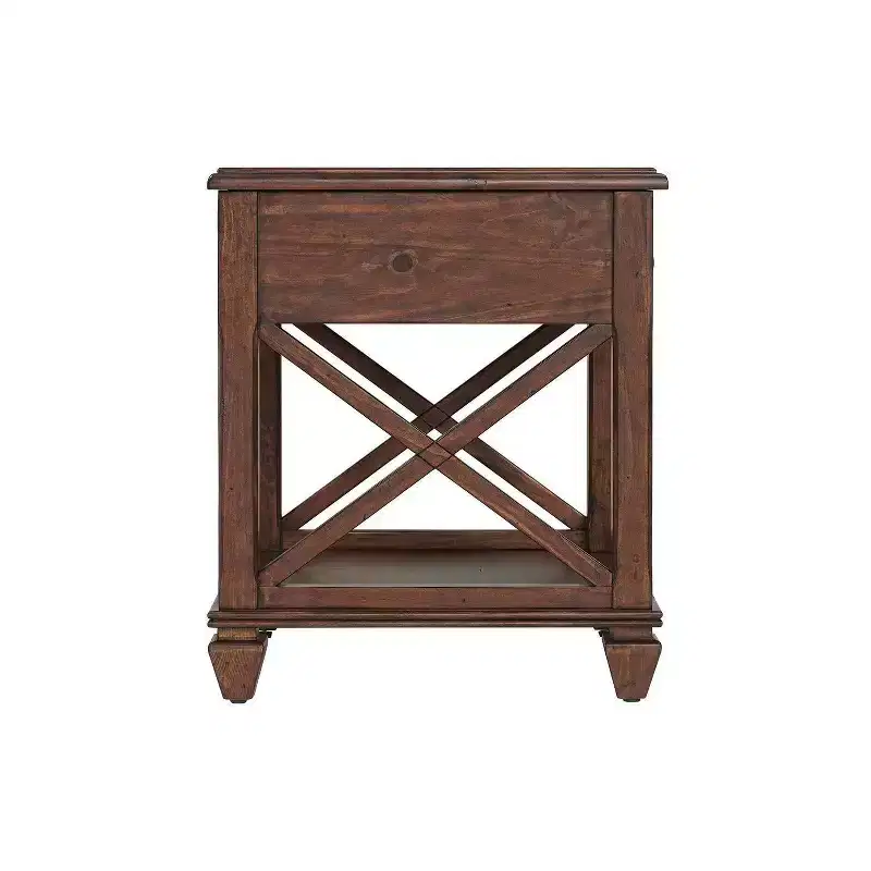 Alaterre Furniture 3pc Bridgton Wood Living Room Set: Pine Furniture, Cherry Stain