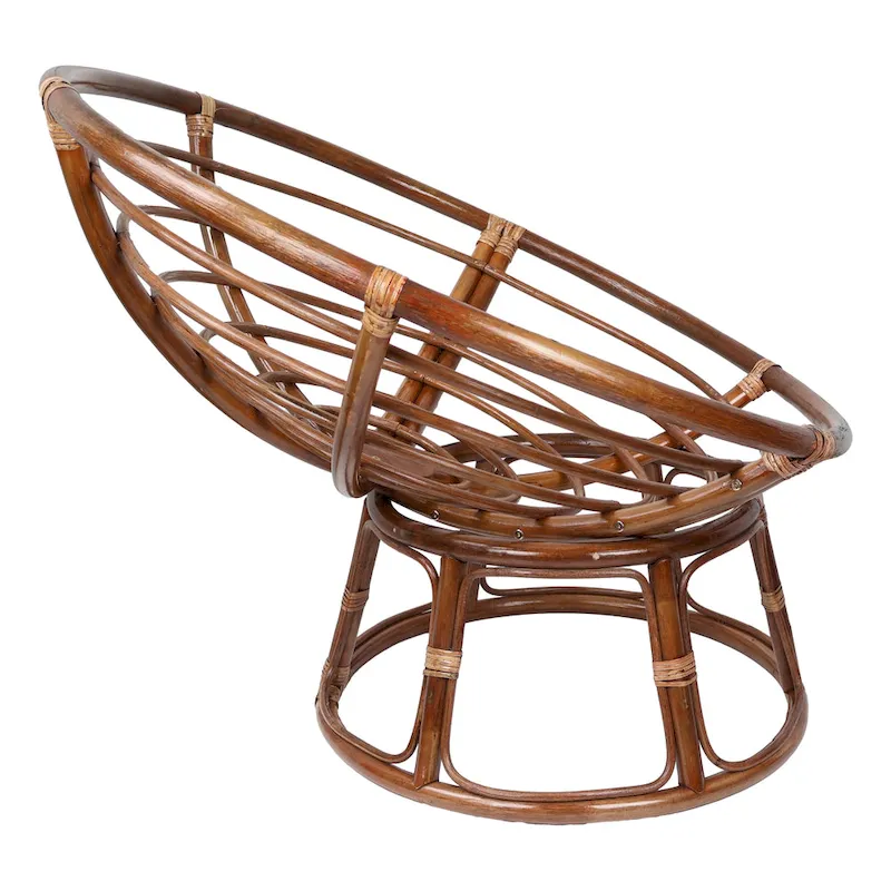 Rattan Papasan Chair with Tufted All-Weather Cushion – 42