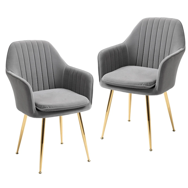 AVAWING Accent Arm Chairs Set of 2 Upholstered Velvet Dining Chairs