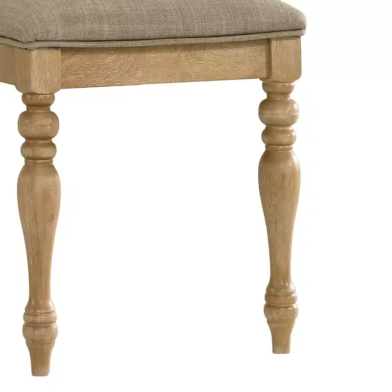 Roundhill Furniture Verta Solid Wood Upholstered Dining Bench, Light Oak Finish