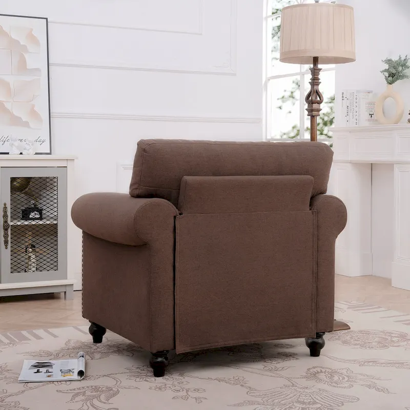 Brown 37.4  Accent Chair with Nailheads