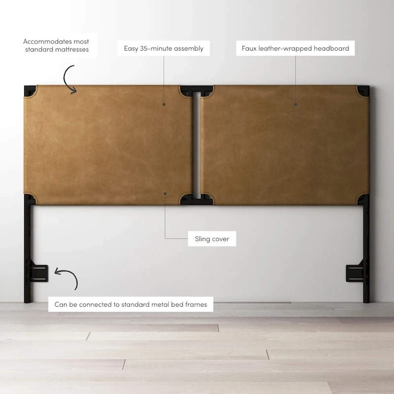 Nathan James Aspen Bed Headboard, Boucle Upholstered Headboard with Matte Metal Frame