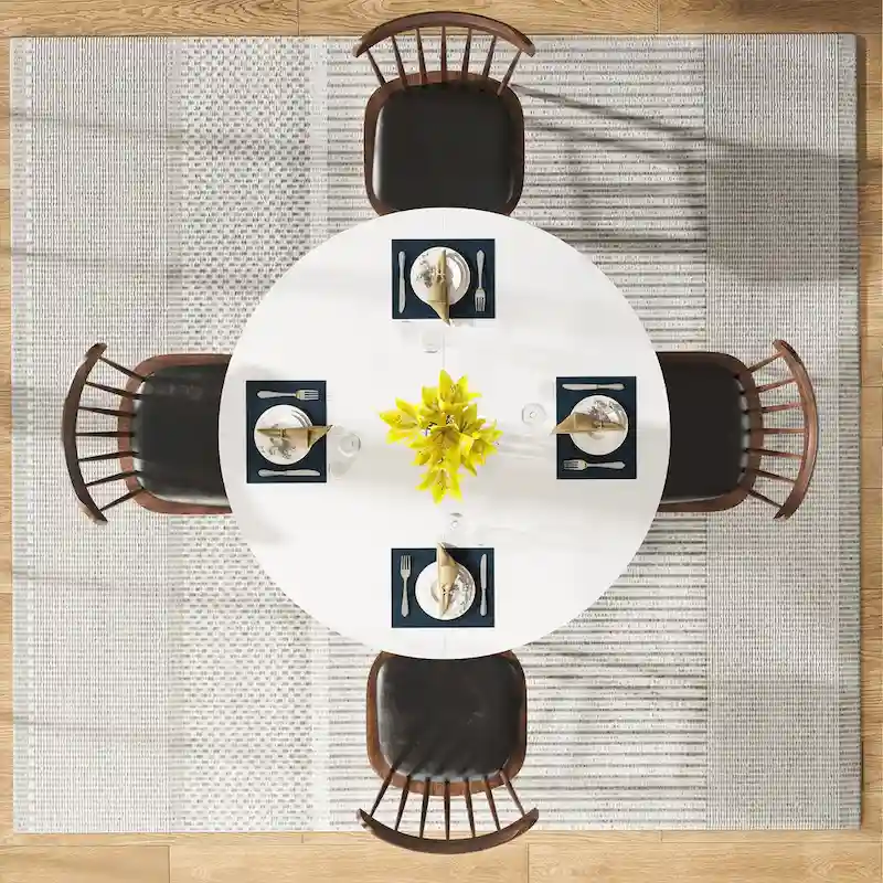 White Round Dining Table with Gold Legs - Seats 4