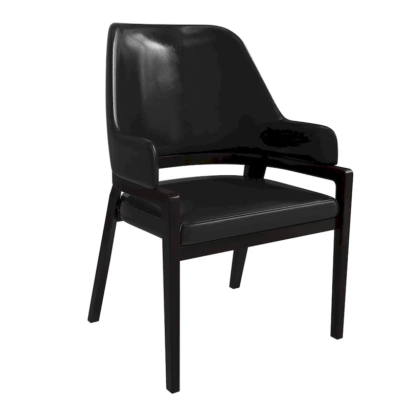 Ethora Leather Dining Chair with Curved Open Back and Rubberwood Legs