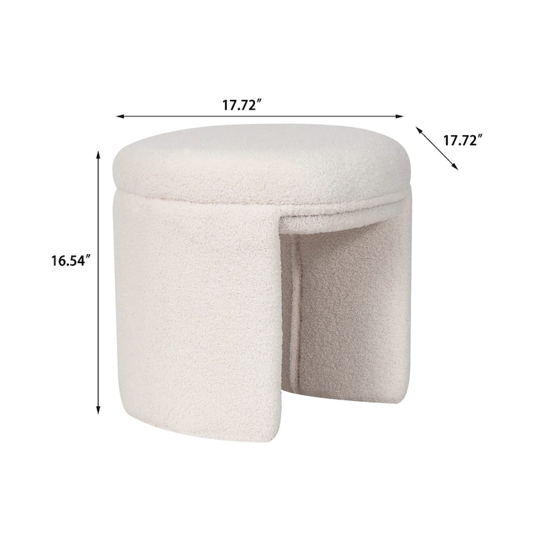 Adeco Ottoman Small Teddy Low Foot Stool Vanity Stool