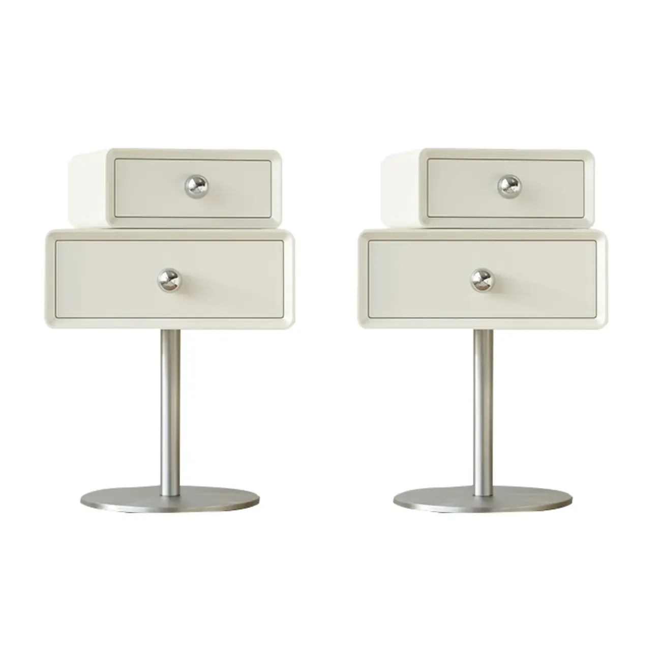 Modern Metal Wood Rotatable 2-Drawer Nightstand