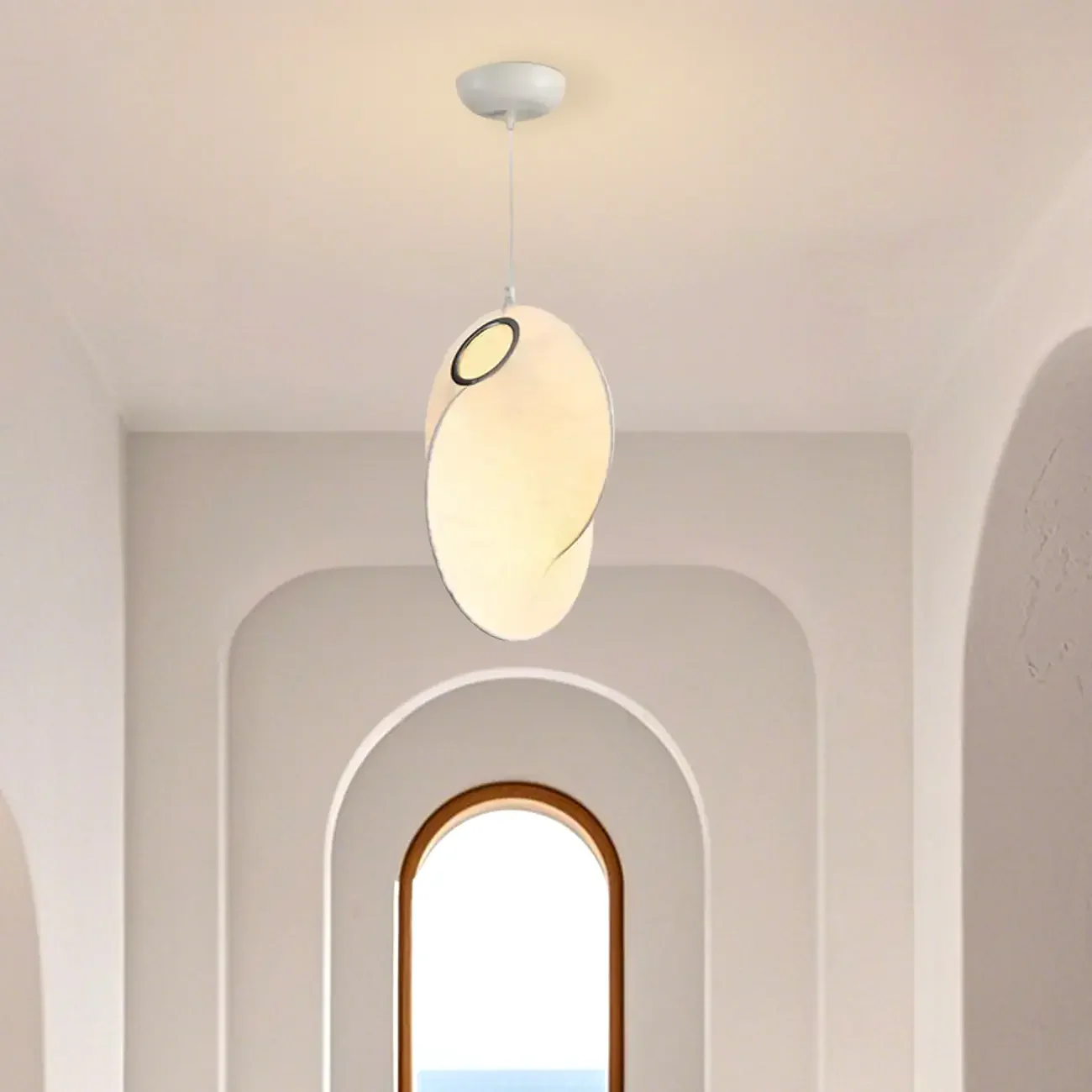Modern White Fabric Adjustable Living Room Pendant Light