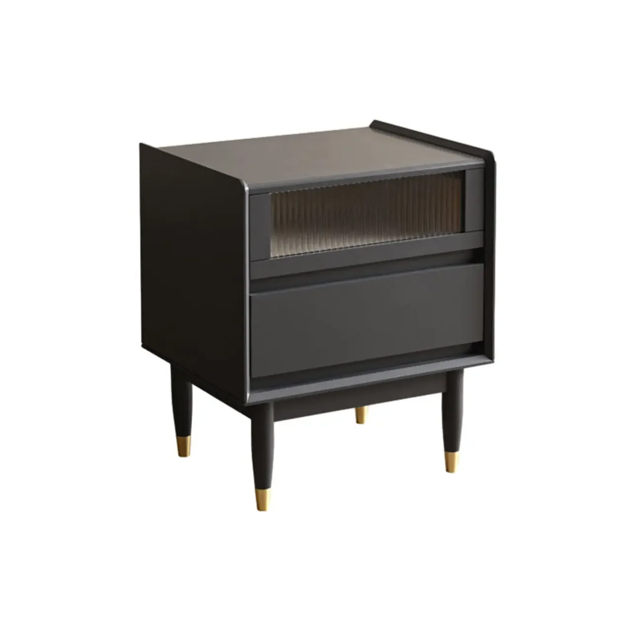 Narrow Black Wood Drawer Storage Bedroom Nightstand