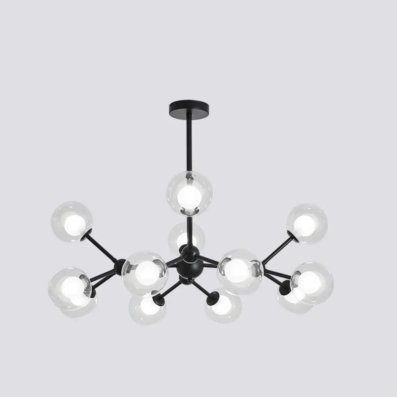 Modern Glass Globes LED Chandelier with Sputnik Design