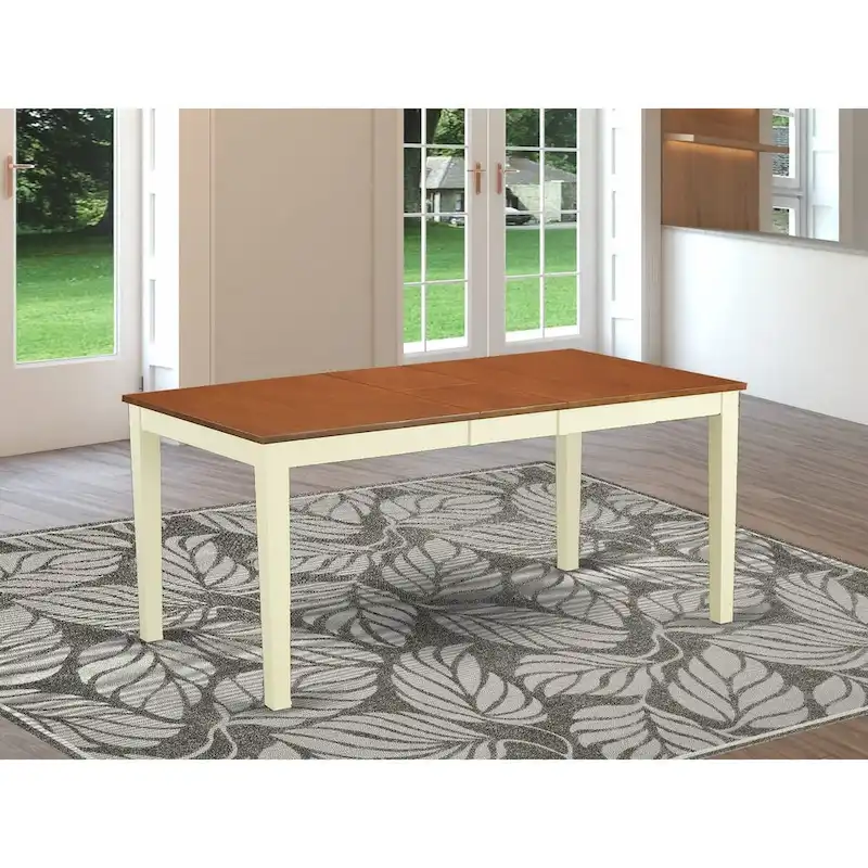 East West Furniture Nicoli Modern Dining Table - a Rectangle Kitchen Table Top with Butterfly Leaf (Finish Color Options)