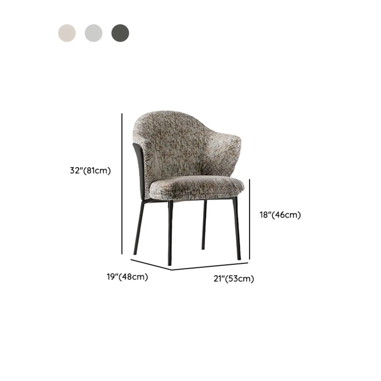 Modern Cotton-linen Upholstered Low Back Arm Chairs
