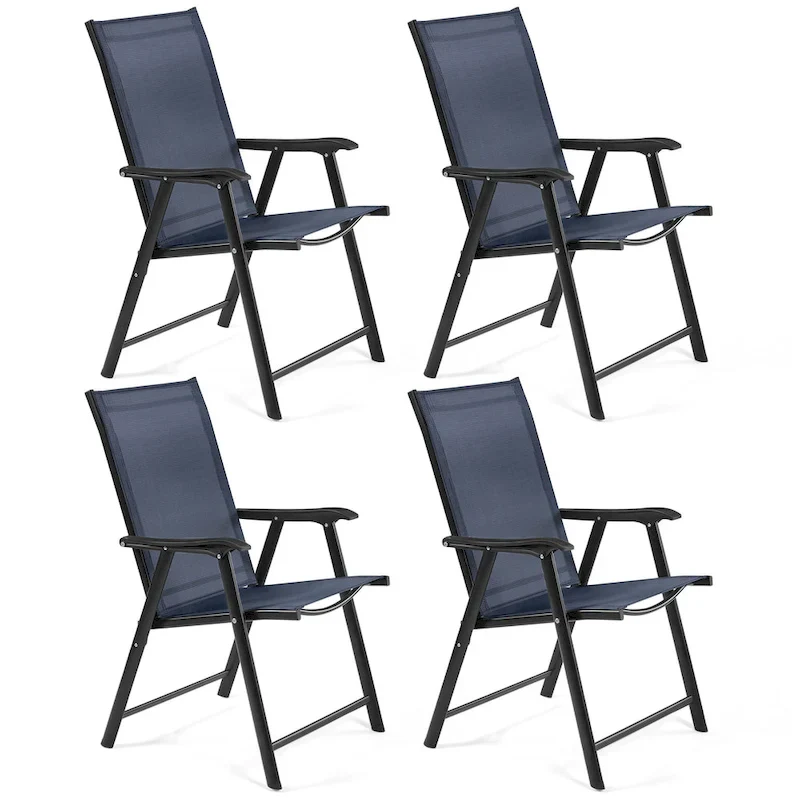 Yaheetech 4pcs Folding Dining Chairs Patio Dining Chairs with Backrest and Armrests