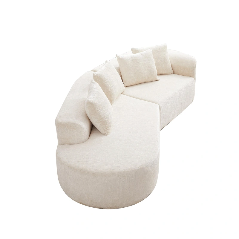 114 Chenille Cloud Sectional Sofa with Extra Deep Seating, and 4 Throw Pillows & No-Assembly Design