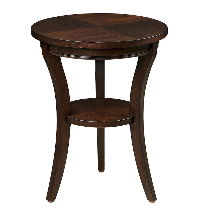 Wood Round End Table with Open Shelf
